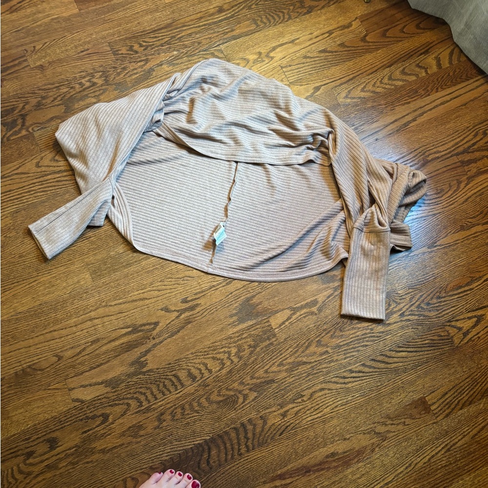Tan Ribbed Cardigan - Picture 1 of 4